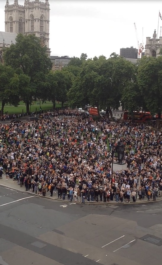 Thousands gathered in the streets